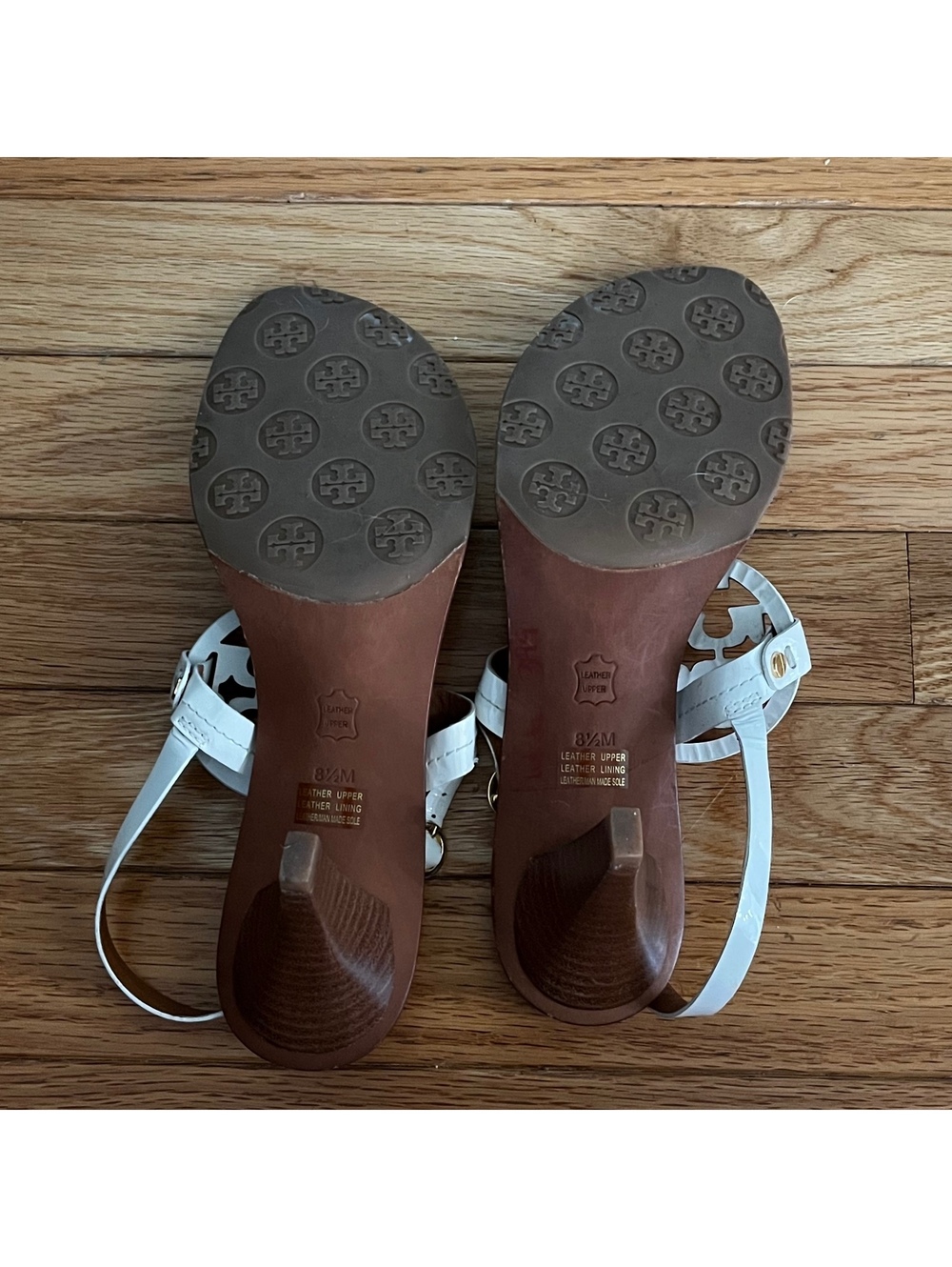 Tory Burch White Leather Heeled Sandals Size 8.5M - Picture 6 of 6